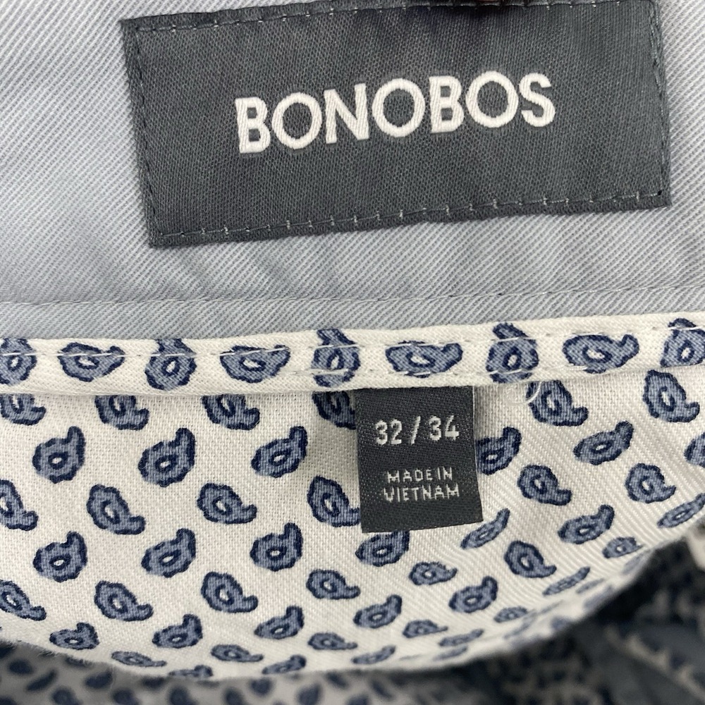 BONOBOS Slim Fit Light Blue Chinos Mens Size 32x34 Cotton Stretch Pants - Picture 10 of 11